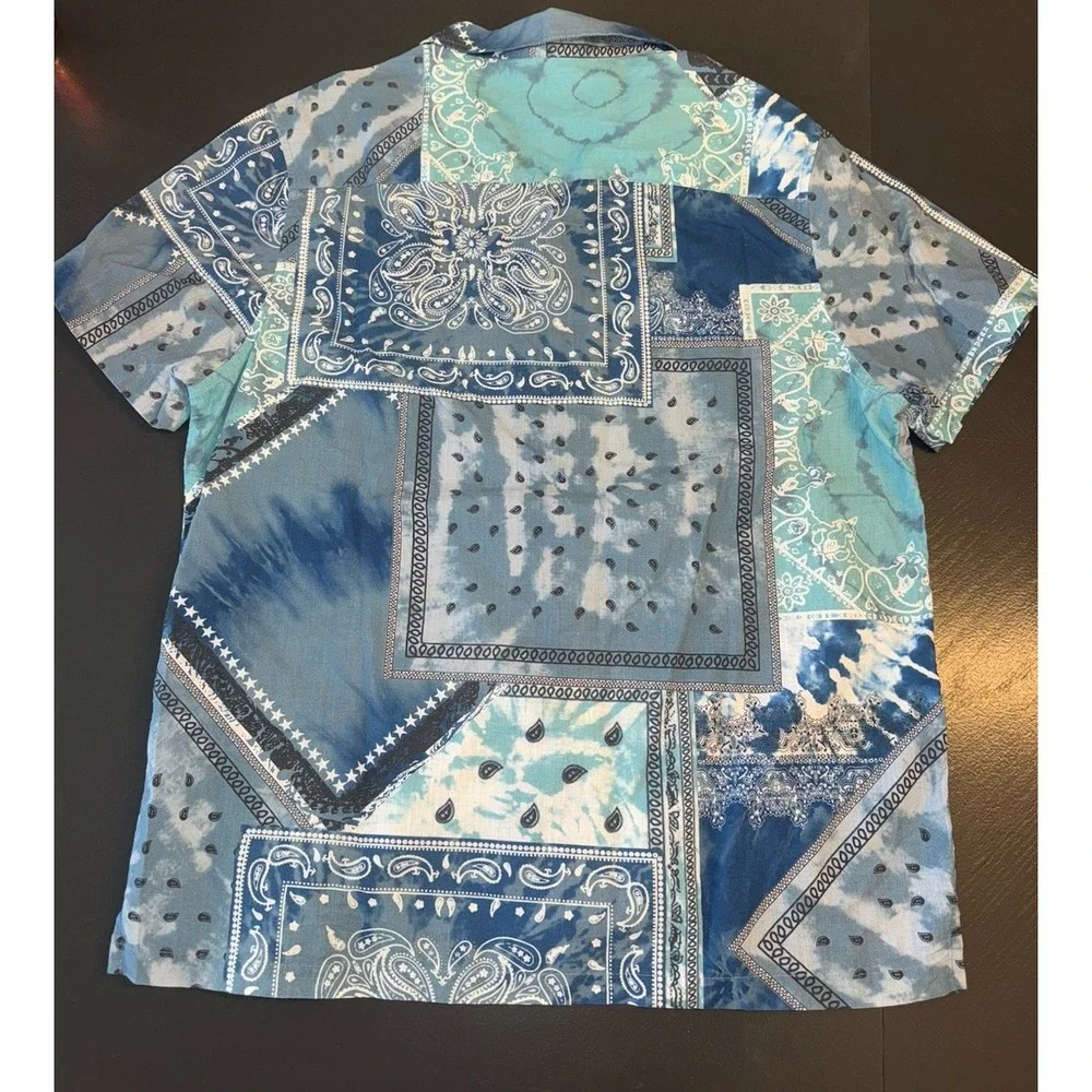Topman Short Sleeve Button Down Blues Bandana Shirt Summer Vacation Beach‎ Fun